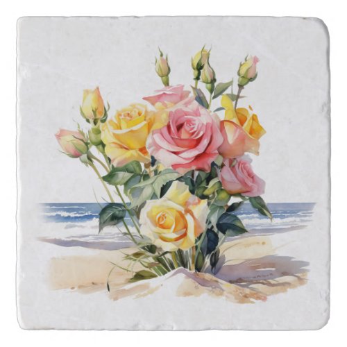 Roses in the beach design trivet