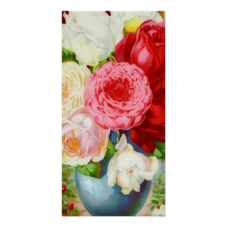 Roses in the vase painting poster