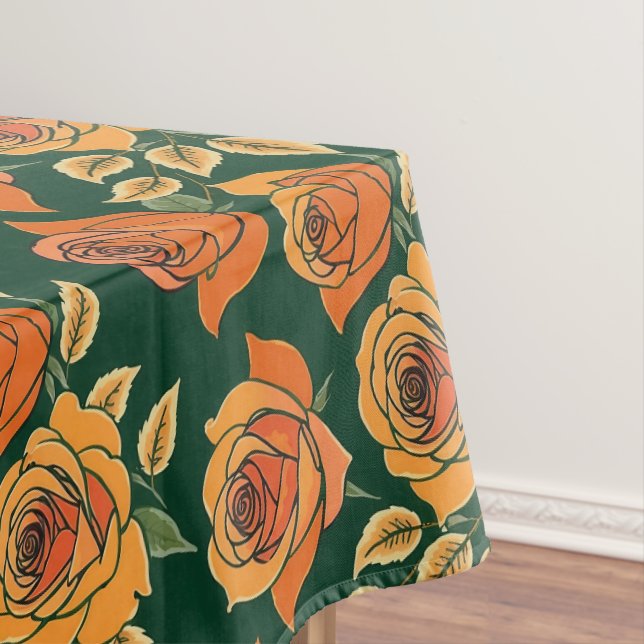 Roses In Various Shades Of Orange And Yellow  Tablecloth (In Situ)