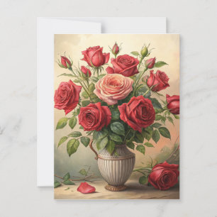 Roses in vase postcard
