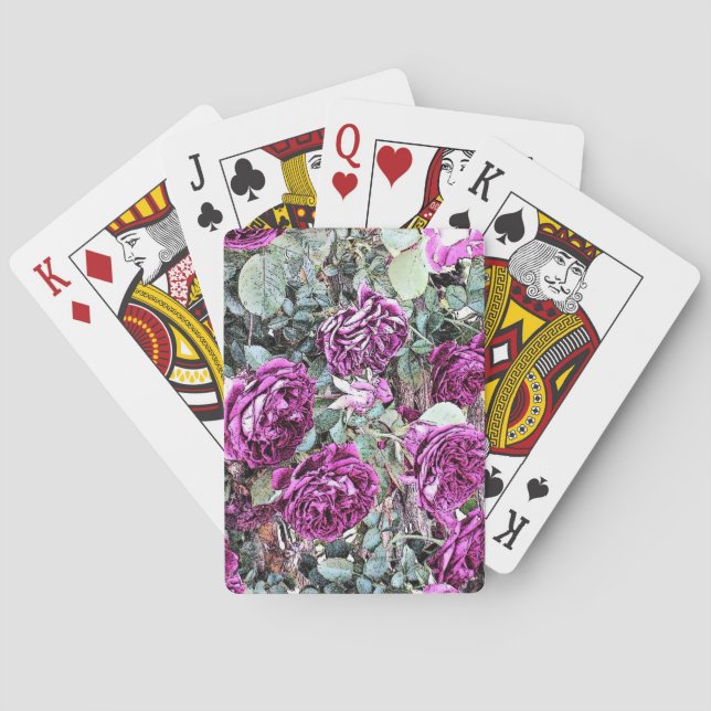 Roses Ink Outline Poker Cards (Back)