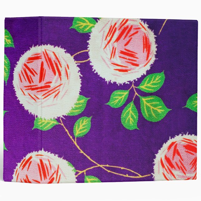 Roses, Japanese Vintage Design 3 Ring Binder (Front/Spine)