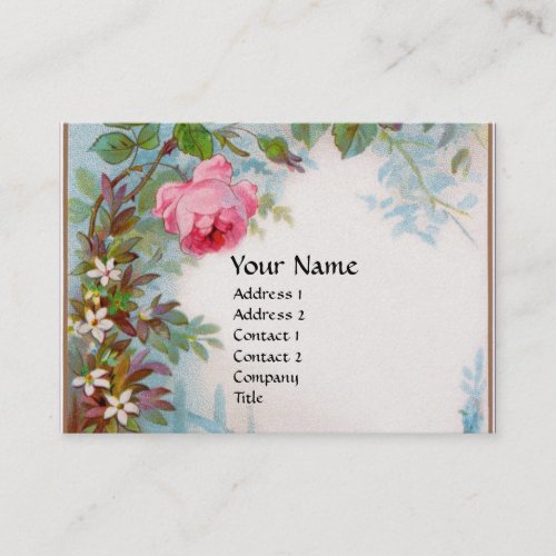 ROSES  JASMINES FLORAL MONOGRAM BLUE GEM pearl Business Card