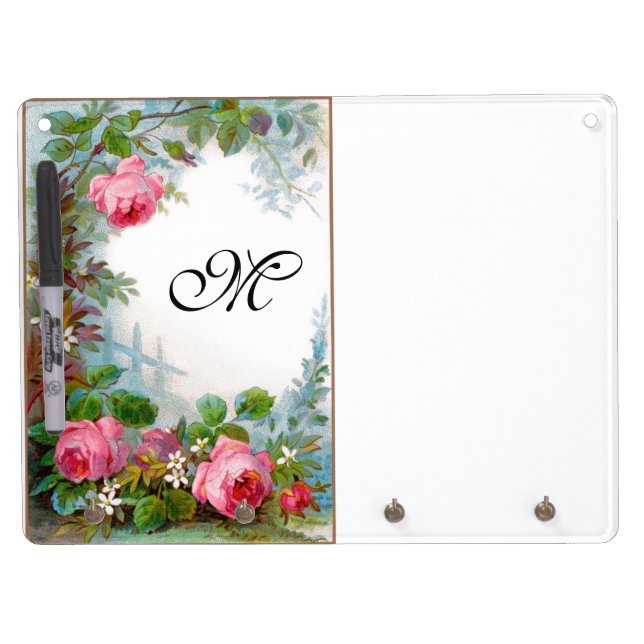ROSES & JASMINES MONOGRAM DRY ERASE BOARD WITH KEYCHAIN HOLDER (Front)