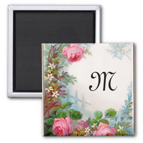 ROSES  JASMINES MONOGRAM MAGNET