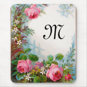 ROSES & JASMINES MONOGRAM MOUSE PAD