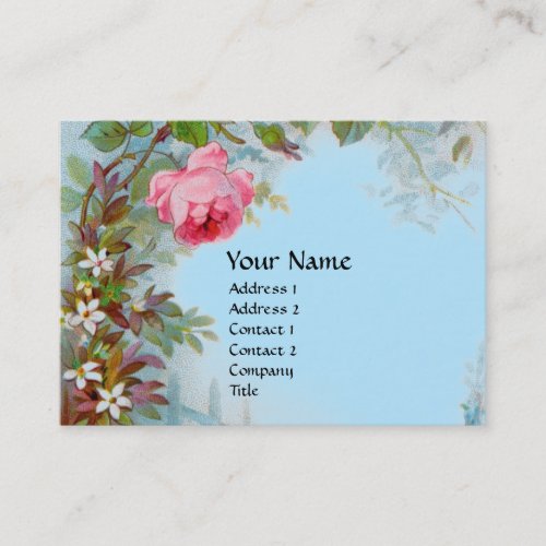 ROSES  JASMINES Purple GEM MONOGRAM Sky blue Business Card