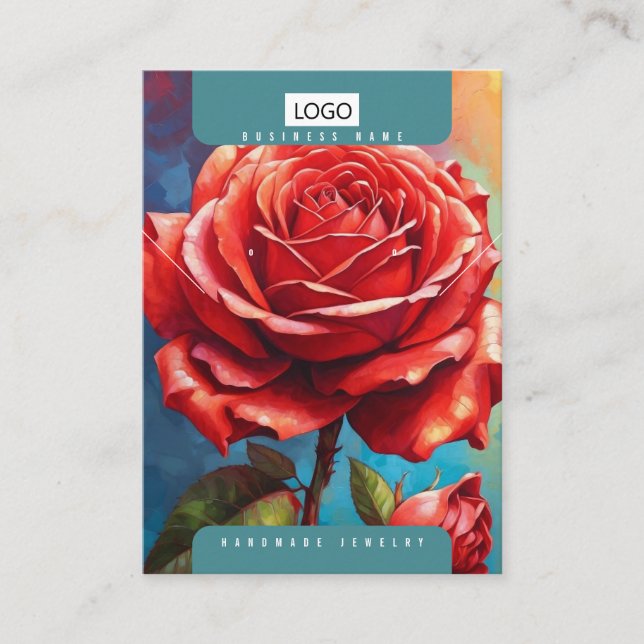 Roses Jewelry Earrings Necklace Display Card (Front)