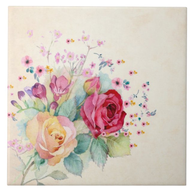 Roses L - Large Ceramic Tile (Front)