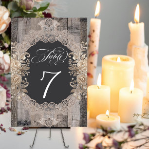 Roses & Lace - Wood Table Number