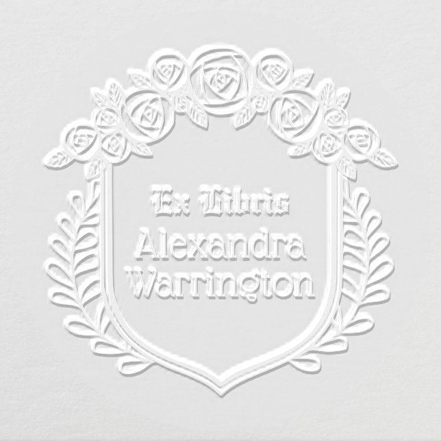 Roses & Leaves Crest Ex Libris Library Book Name Embosser (Design)