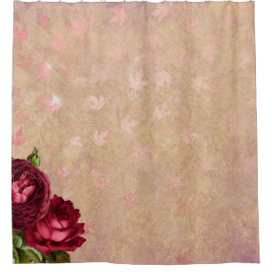 Roses leaves gold background image shower curtain