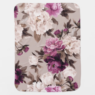 Roses Light Background: Vintage Watercolor Baby Blanket