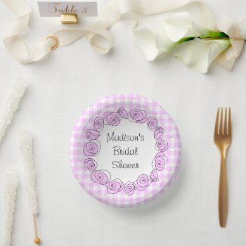 Roses Lilac Circle Check Bridal Shower Paper Bowls by QuirkyChic at Zazzle