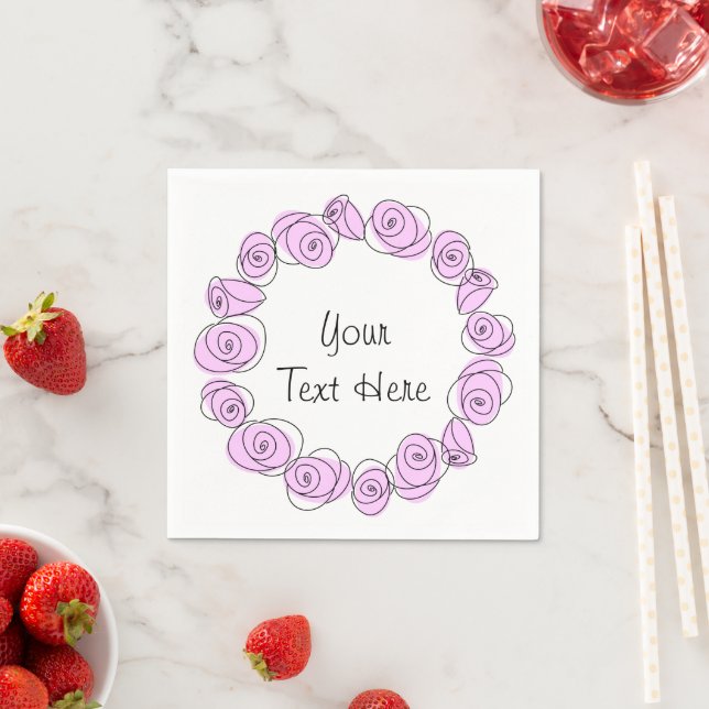 Roses Lilac Circle Text Napkins (Insitu)