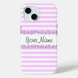 Roses Lilac 'Name' striped iPhone case vertical