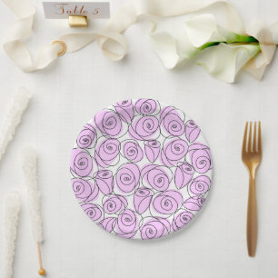 Roses Lilac round Paper Plates