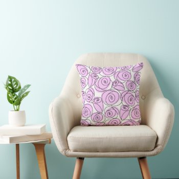 Roses Lilac Striped Back Throw Pillow by QuirkyChic at Zazzle