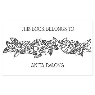 Roses Line Art Border Pretty Self-inking Stamp