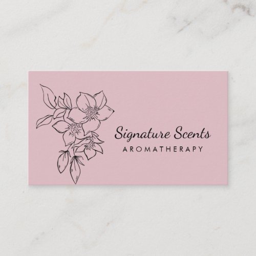 Roses Line Drawing Blush Pink Aromatherapist Business Card