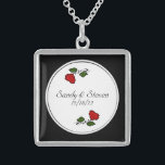 Roses Locket Wedding Gift Text Sterling Silver Necklace<br><div class="desc">Gorgeous locket with information inside. For a wedding / occasion. Available in a variety of price ranges that make it easy for you to find the right one for your wedding budget.</div>