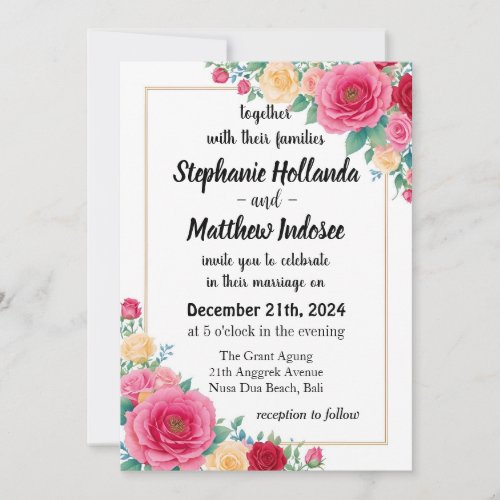 Roses Love Passion  Commitment in Wedding _  Invitation