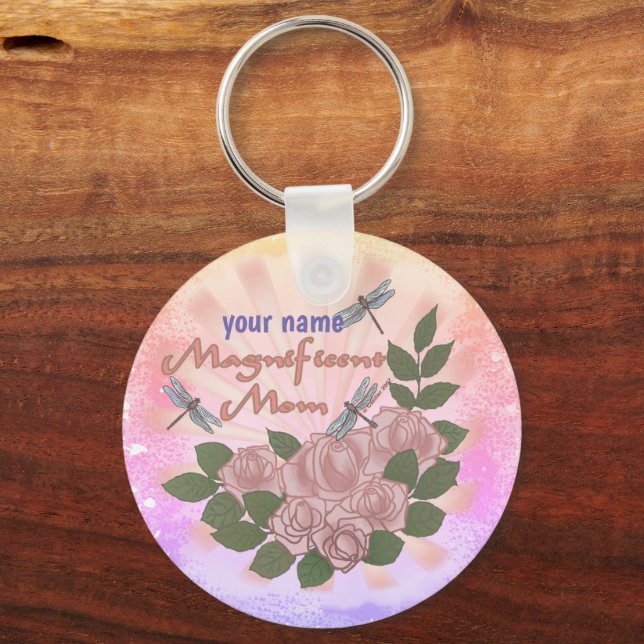 Roses Magnificent Mom  Keychain (Front)