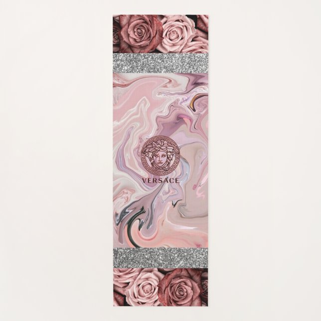  Roses Marble Glitter Yoga Mat (Front)