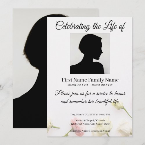 Roses memorial invitation