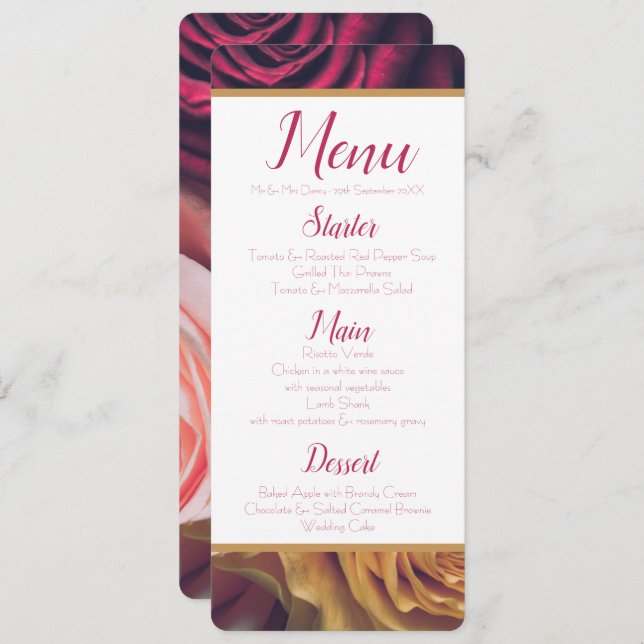 Roses Menu Invitation (Front/Back)