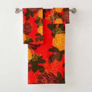 Roses modern bold bath towel set