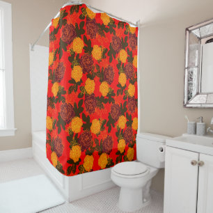 Roses modern bold red shower curtain