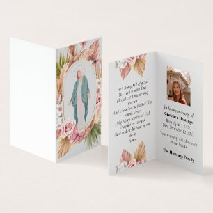 Roses Modern Catholic Funeral Memorial Prayer Card