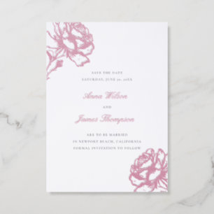 Roses Modern Classic Elegant Wedding Save the Date Letterpress Photo Cards