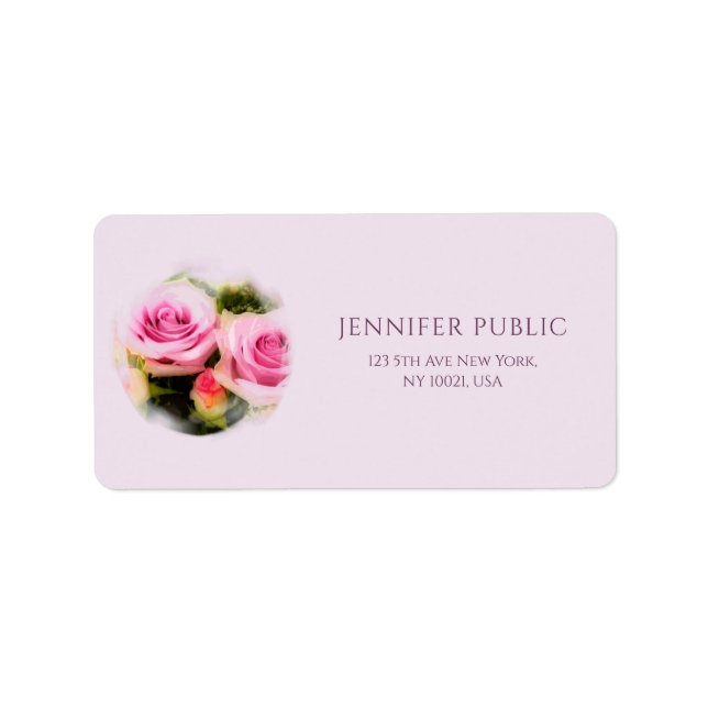 Roses Modern Design Floral Art Flowers Address Label (Front)