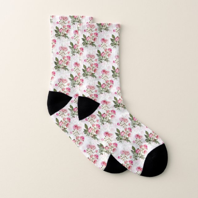 Roses,modern,floral,modern,trendy,vintage,cute,fre Socks (Pair)