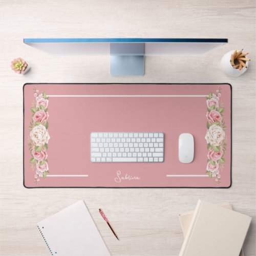 Roses Monogrammed  Desk Mat