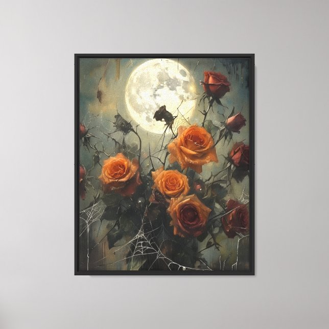 Roses & Moonlight Webs Canvas Print (Front)