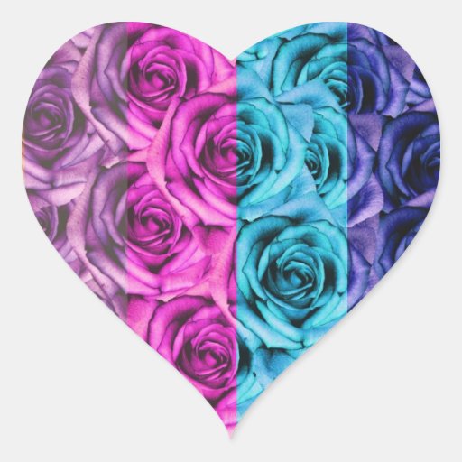 Roses Multi Color Heart Sticker | Zazzle