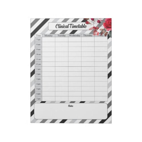 Roses n Stripes _ Clinical Timetable Notepad
