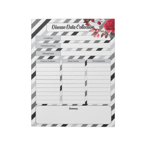 Roses n Stripes _ Disease Data Collection Notepad