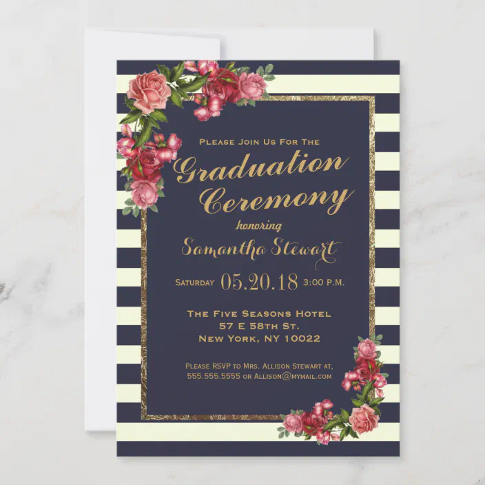 Retirement Printable Editable Text Invitation Pink Stripes Pink Flowers Gold Digital Download Birthday Baby Shower Graduation Wedding