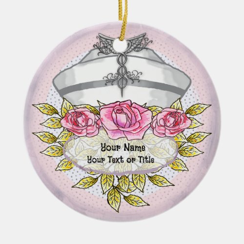 Roses Nurse Caduceus nurse Ceramic Ornament