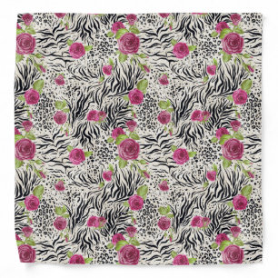 Roses On Animal Pattern Bandana