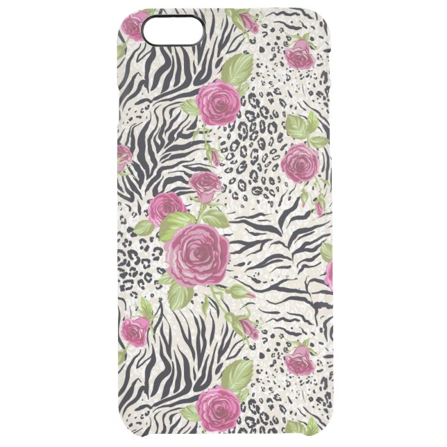 Roses On Animal Pattern Uncommon iPhone Case (Back)