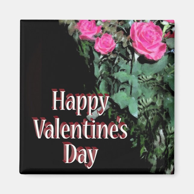 Roses on Black Magnet (Front)