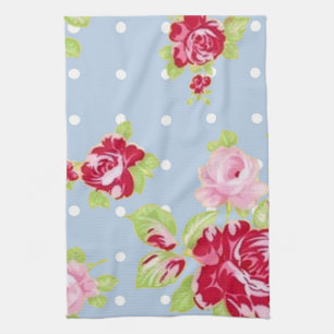 Roses On Blue Kitchen Towel