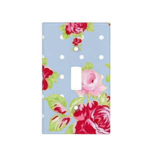 Roses On Blue Light Switch Cover