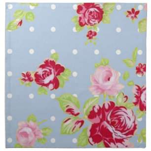 Roses On Blue Napkin