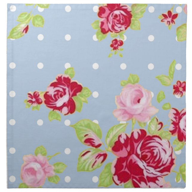 Roses On Blue Napkin (Front)